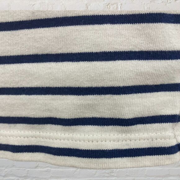 J.Crew Top Size XS Structured Muscle Tee Stripe Mariner Cotton Navy Ivory - Picture 7 of 13